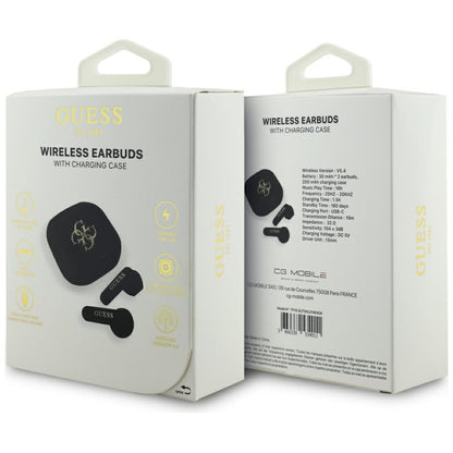 Handsfree Bluetooth Guess 4G Logo Métallique, TWS, Noir