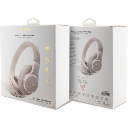 Kit mains libres Bluetooth Guess 4G Tone on Tone Script Logo, A2DP, Rose