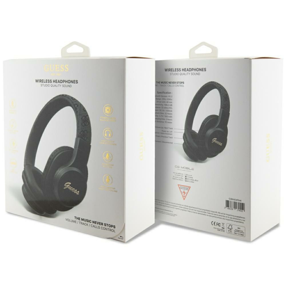 Handsfree Bluetooth Guess 4G Tone on Tone Script Logo, A2DP, Noir