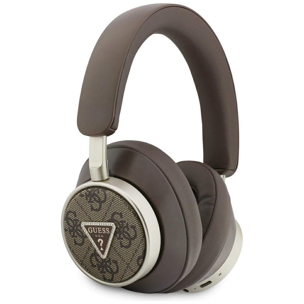 Kit mains libres Bluetooth Guess 4G Logo Triangle Doré, A2DP, Marron