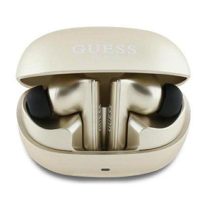 Handsfree Bluetooth Guess Capsule Logo Imprimé, TWS, ANC, Doré