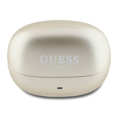 Handsfree Bluetooth Guess Capsule Logo Imprimé, TWS, ANC, Doré