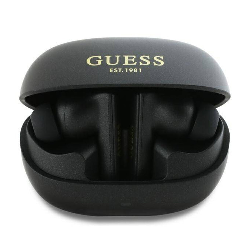 Handsfree Bluetooth Guess Capsule Logo Imprimé, TWS, ANC, Noir