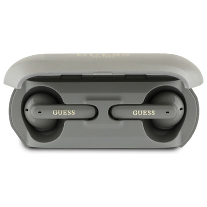 Écouteurs Bluetooth Guess avec logo métallique allongé imprimé, TWS, Gris