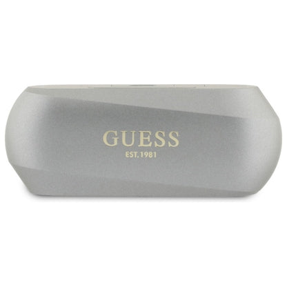 Écouteurs Bluetooth Guess avec logo métallique allongé imprimé, TWS, Gris