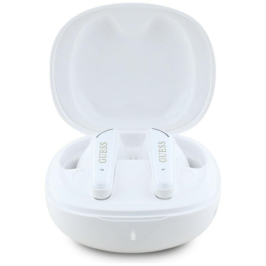 Handsfree Bluetooth Guess Flat Classic Logo Electroplated, TWS, Blanc