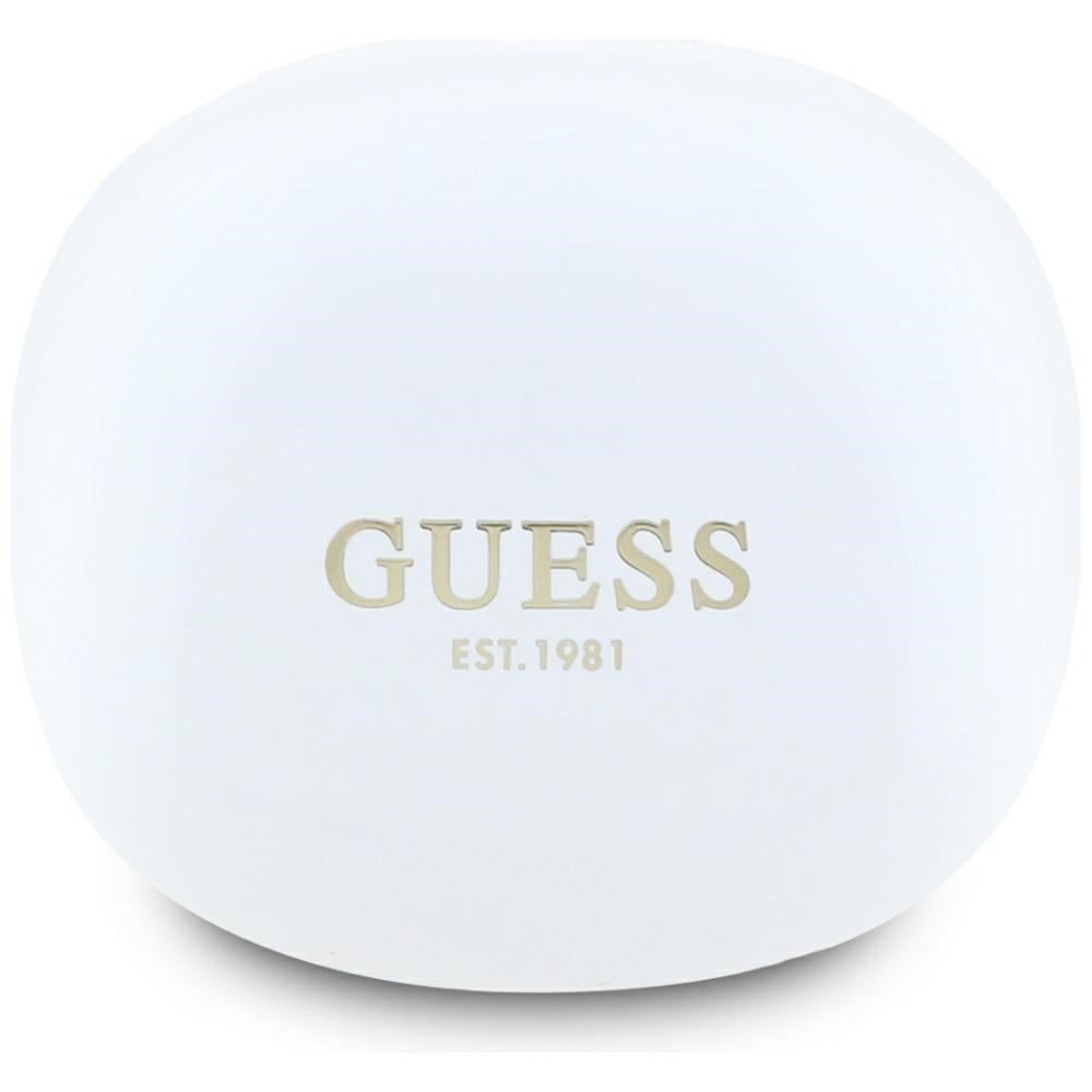 Handsfree Bluetooth Guess Flat Classic Logo Electroplated, TWS, Blanc