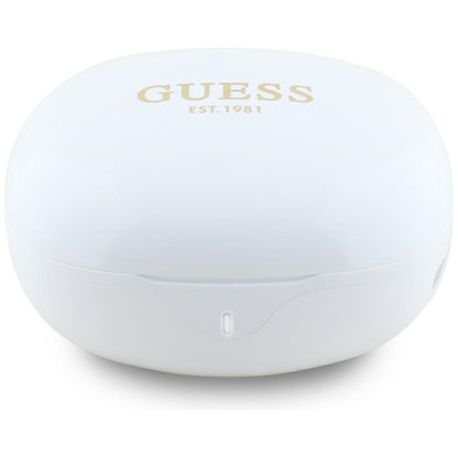 Handsfree Bluetooth Guess Flat Classic Logo Electroplated, TWS, Blanc