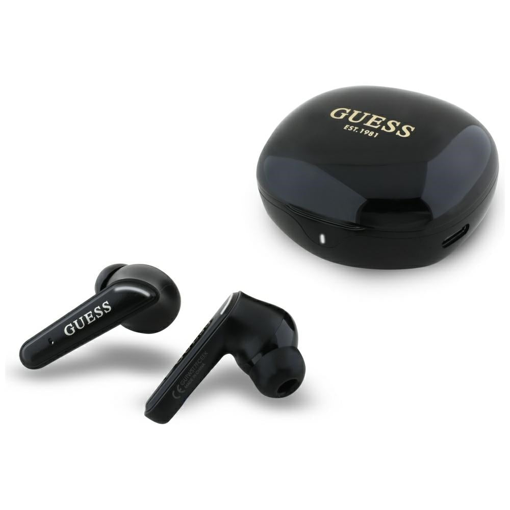 Kit mains libres Bluetooth Guess Flat Classic Logo Electroplated, TWS, Noir