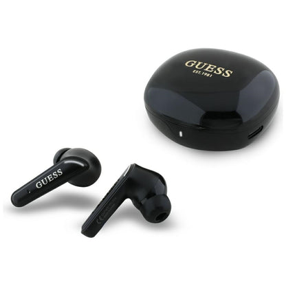 Kit mains libres Bluetooth Guess Flat Classic Logo Electroplated, TWS, Noir