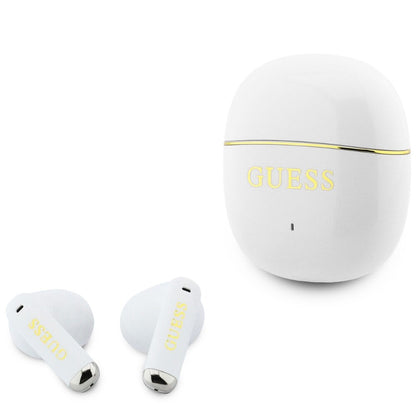 Kit mains libres Bluetooth Guess Glossy Gold Line Classic, TWS, Blanc