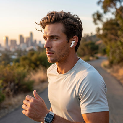 Kit mains libres Bluetooth Guess Glossy Gold Line Printed Classic Logo, TWS, blanc