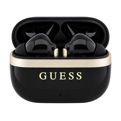 Guess Glossy Gold Line Printed Classic Logo Bluetooth Handsfree, TWS, Black