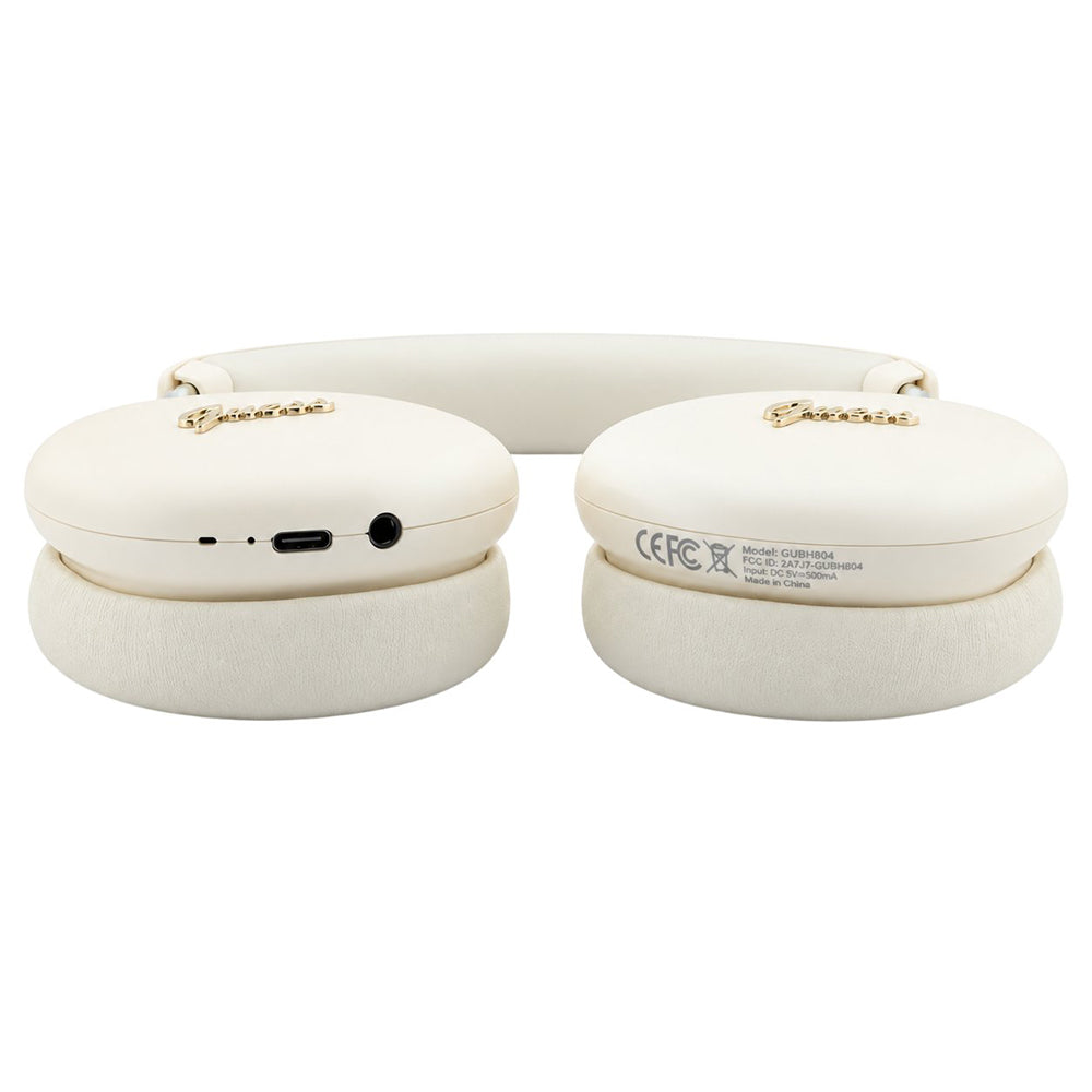 Kit mains libres Bluetooth Guess Metal Script Logo, A2DP, beige