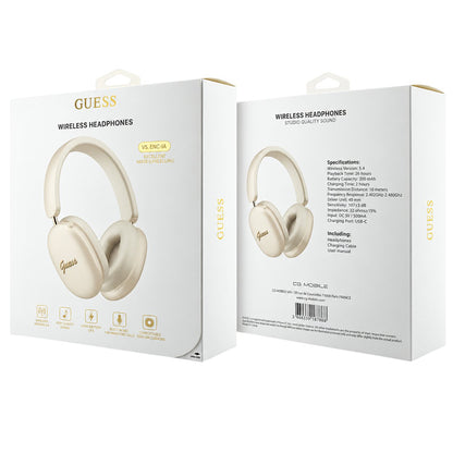 Kit mains libres Bluetooth Guess Metal Script Logo, A2DP, beige