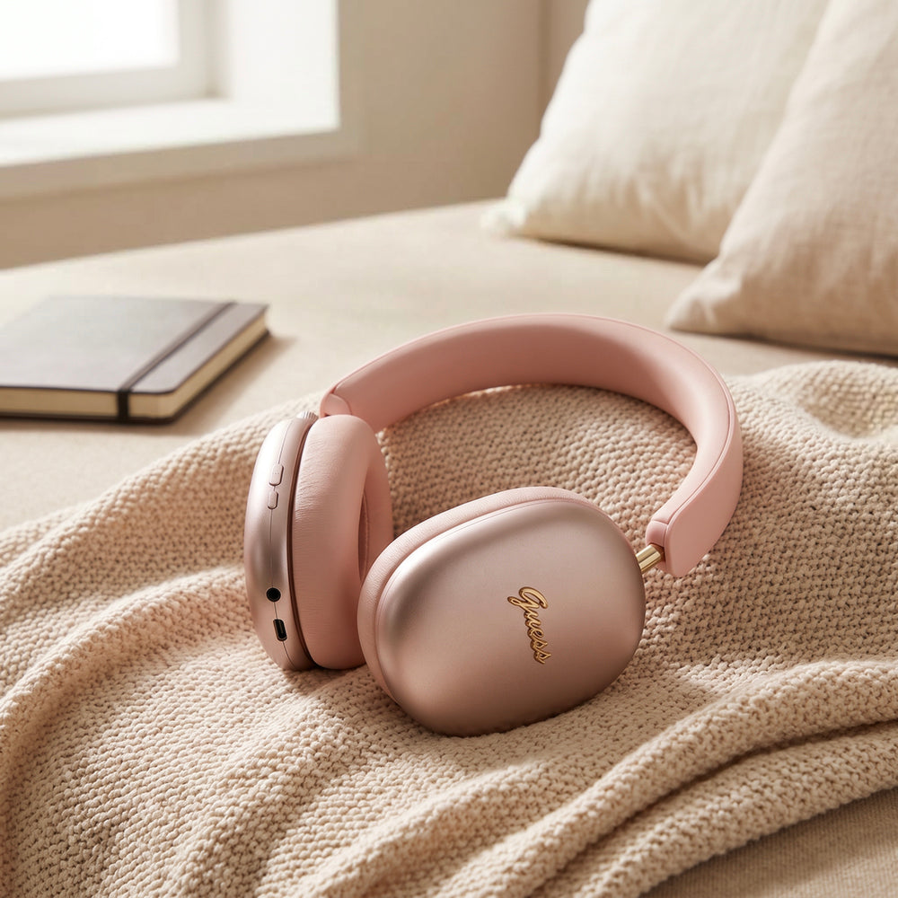 Kit mains libres Bluetooth Guess Metal Script Logo, A2DP, rose