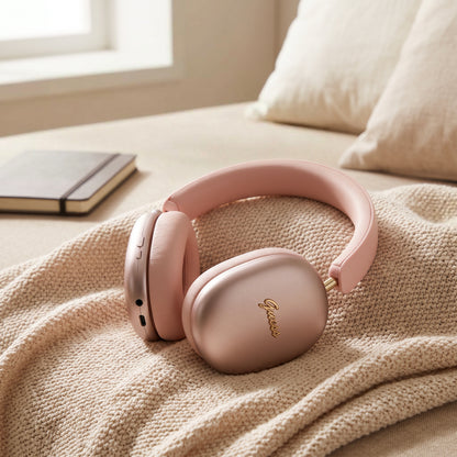 Kit mains libres Bluetooth Guess Metal Script Logo, A2DP, rose