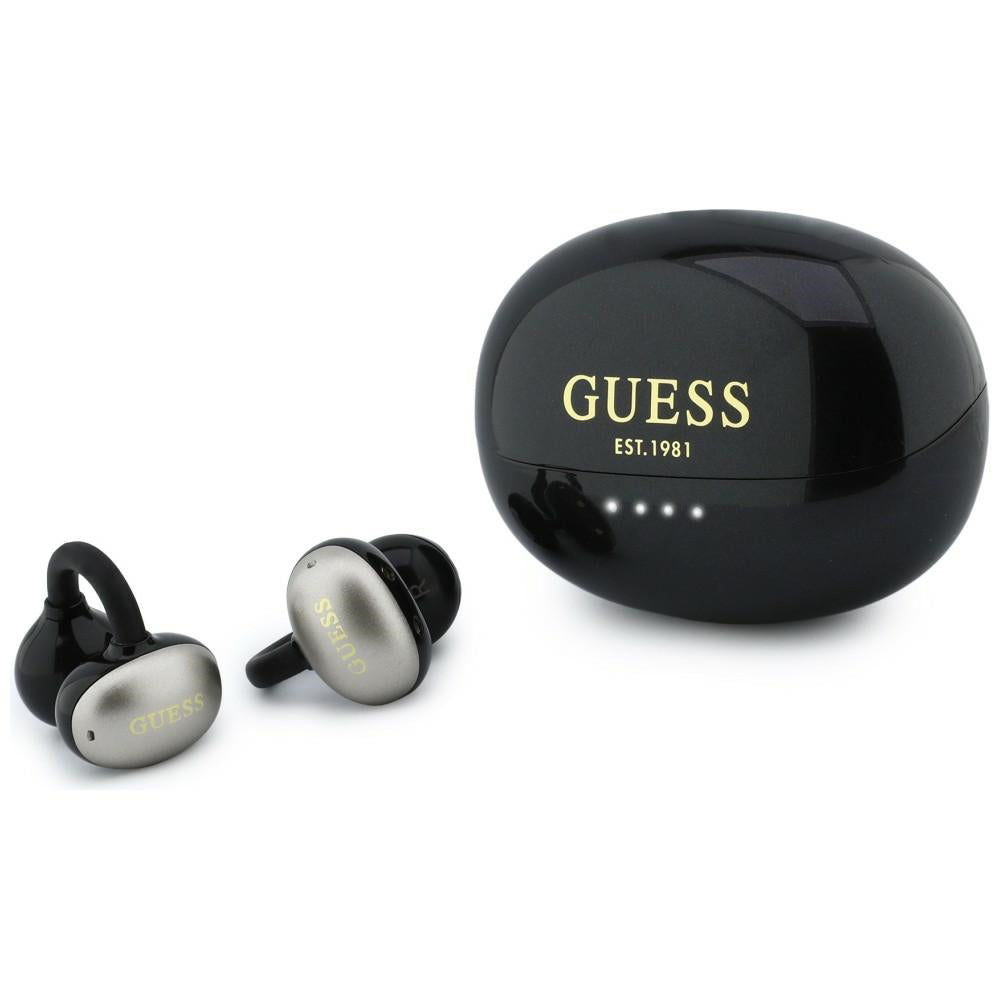Casque Bluetooth mains libres Guess finition métallique pièces électroplacées classique, TWS, noir