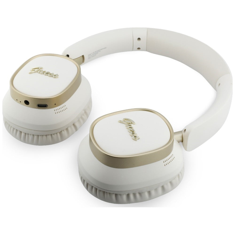 Kit mains libres Bluetooth Guess Rectangle Metal Script, A2DP, Blanc