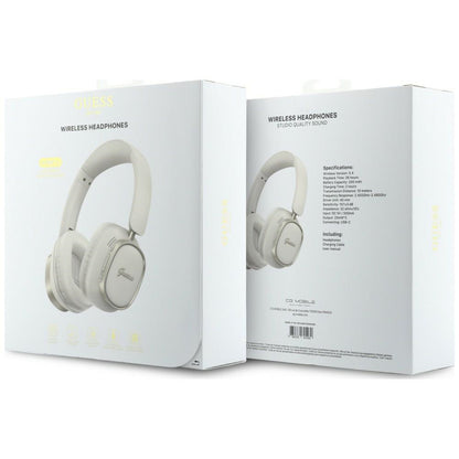 Kit mains libres Bluetooth Guess Rectangle Metal Script, A2DP, Blanc