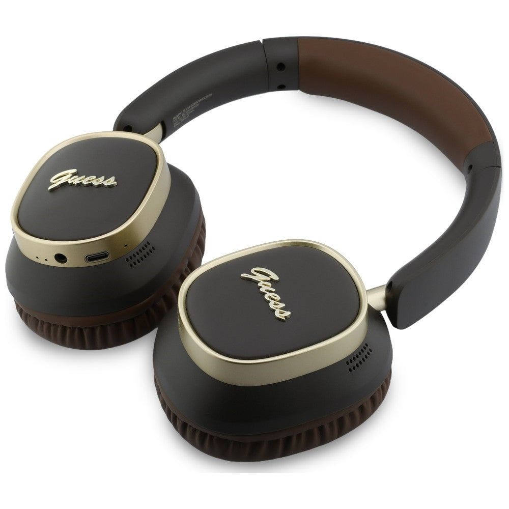 Casque Bluetooth mains libres Guess Rectangle Metal Script, A2DP, Marron