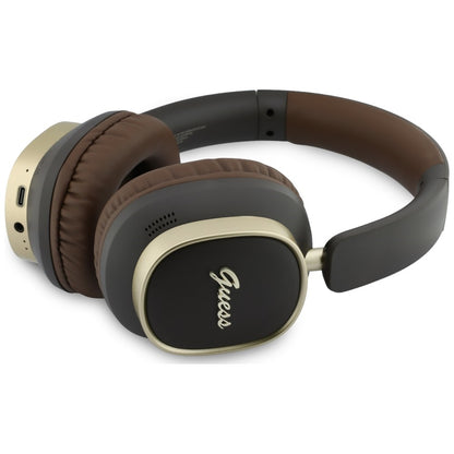 Casque Bluetooth mains libres Guess Rectangle Metal Script, A2DP, Marron