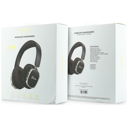 Casque Bluetooth mains libres Guess Rectangle Metal Script, A2DP, Marron