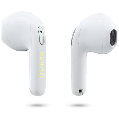 Écouteurs Bluetooth Guess Script Print, TWS, Blanc