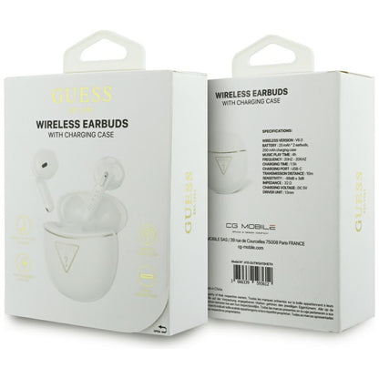 Écouteurs Bluetooth Guess Script Print, TWS, Blanc