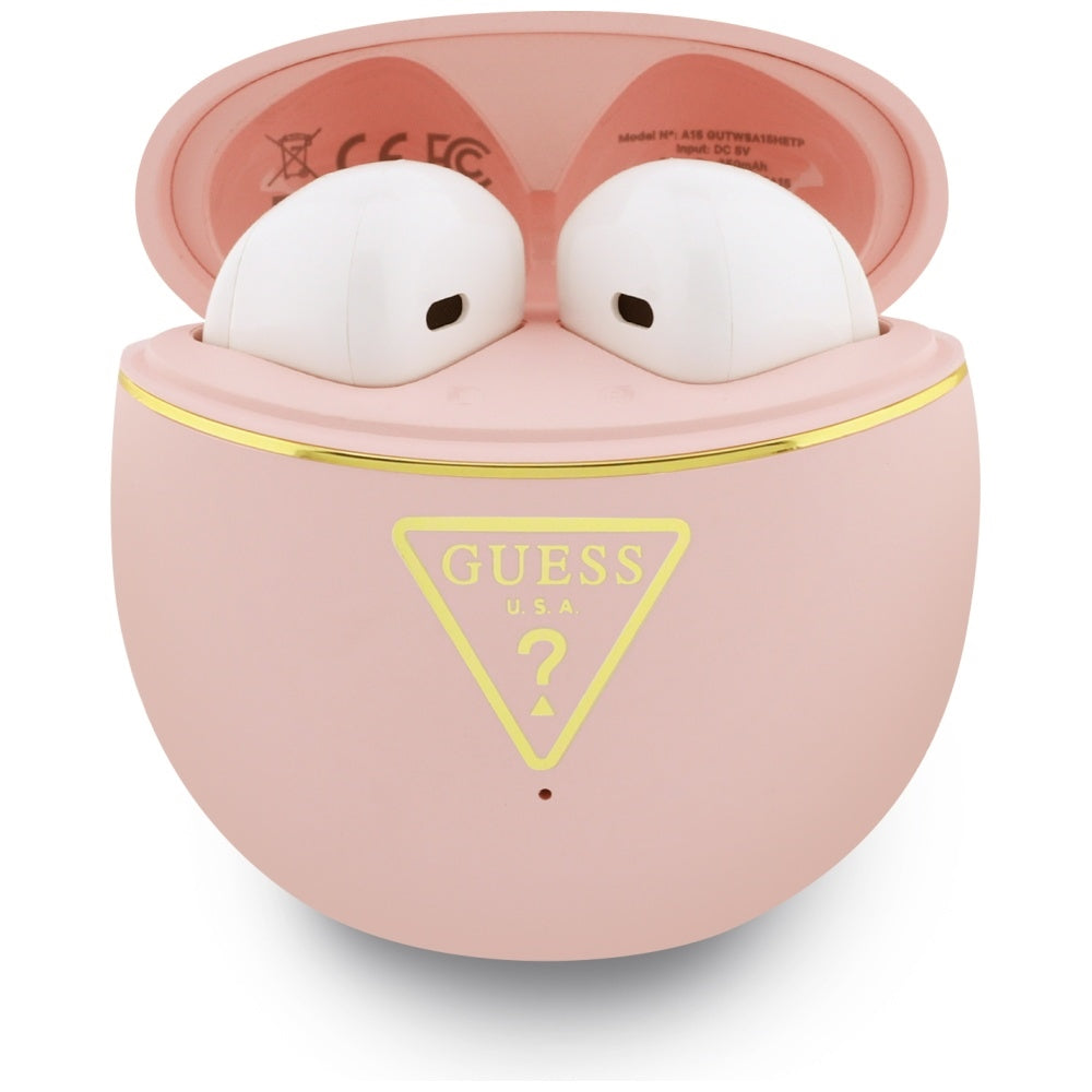 Écouteurs Bluetooth Guess Script Print, TWS, Rose