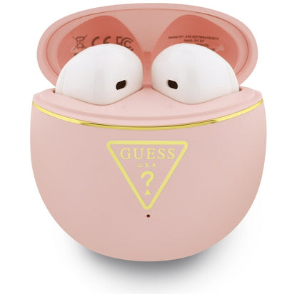 Écouteurs Bluetooth Guess Script Print, TWS, Rose