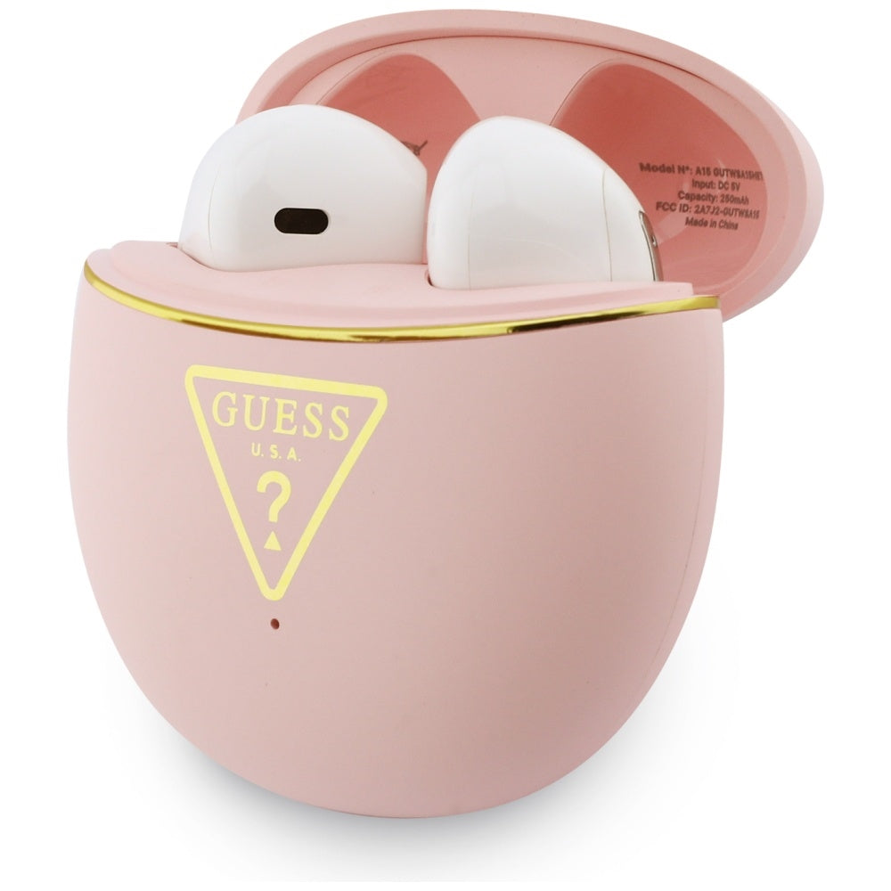 Écouteurs Bluetooth Guess Script Print, TWS, Rose