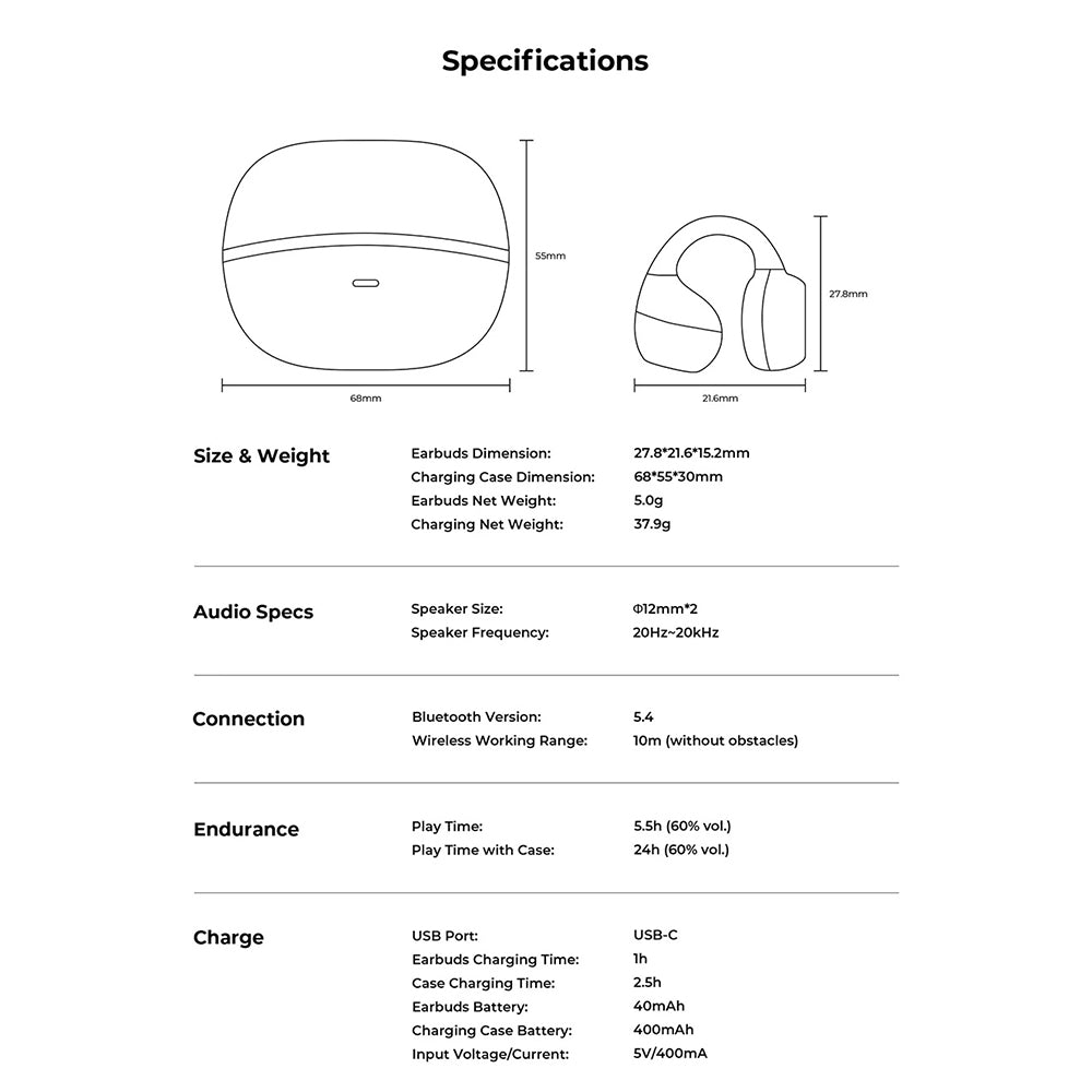 Kit mains libres Bluetooth HAVIT OWS916, TWS, Gris