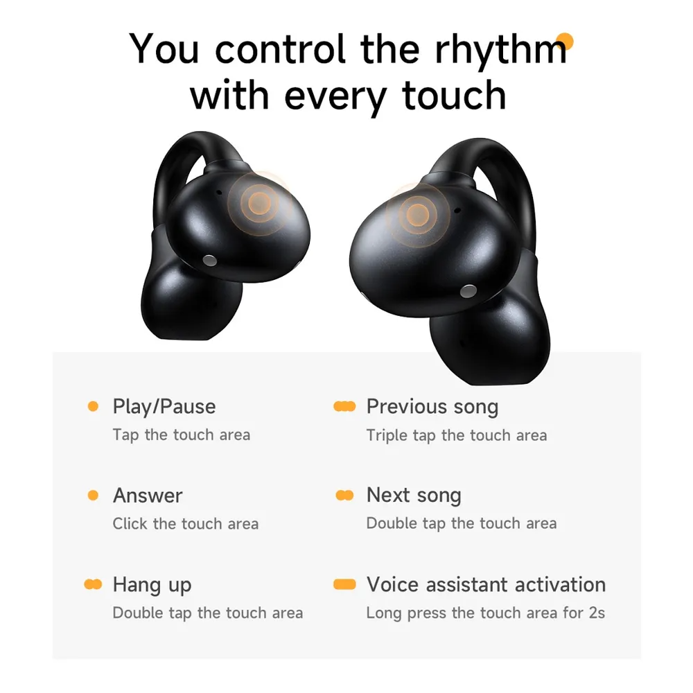 Kit mains libres Bluetooth HOCO EA8, TWS, Noir