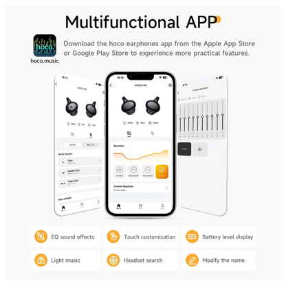 Kit mains libres Bluetooth HOCO EA8, TWS, Noir