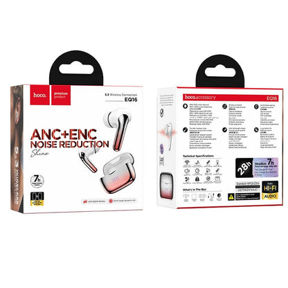 Kit mains libres Bluetooth HOCO EQ16, TWS, ANC, rouge 