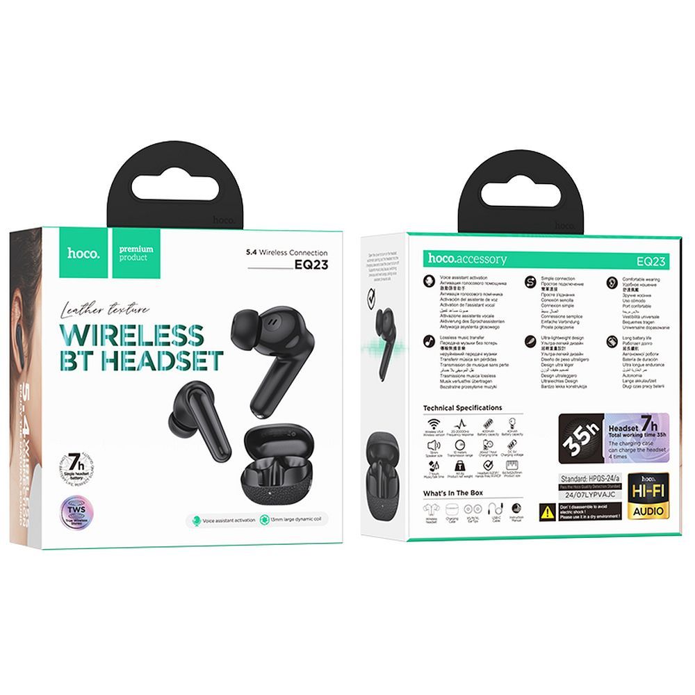 HOCO EQ23 Bluetooth Handsfree, TWS, Black