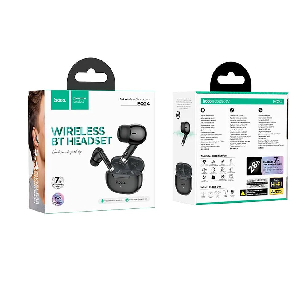 Kit mains libres Bluetooth HOCO EQ24, TWS, Noir