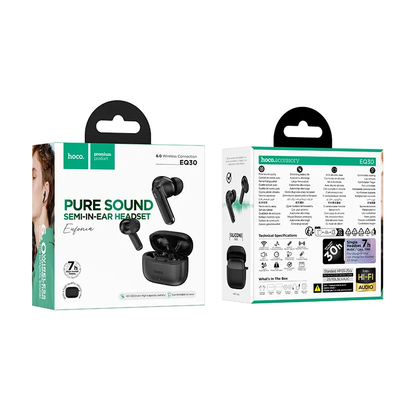 Kit mains libres Bluetooth HOCO EQ30, TWS, Noir