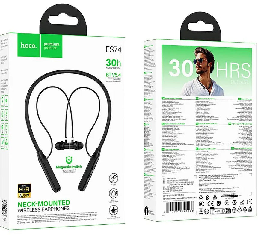 Kit mains libres Bluetooth HOCO ES74, A2DP, Noir