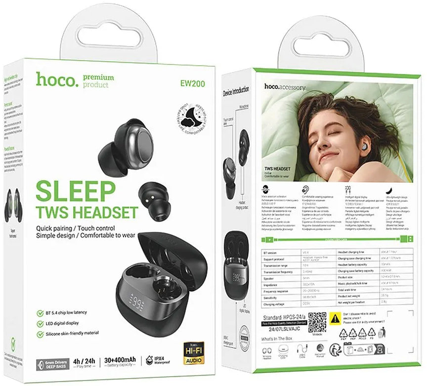 Kit mains libres Bluetooth HOCO EW200, TWS, Noir