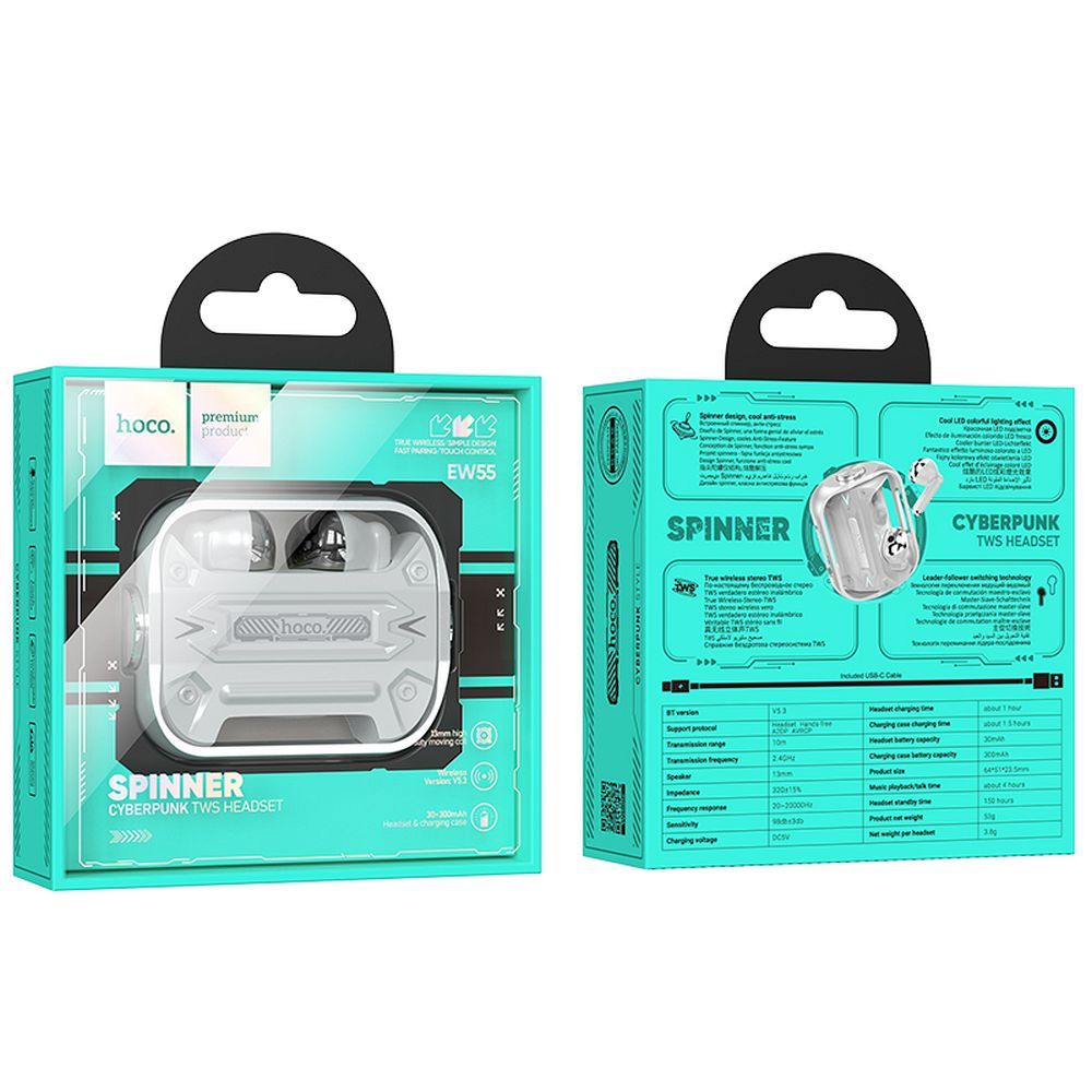 Kit mains libres Bluetooth HOCO EW55, TWS, Argenté