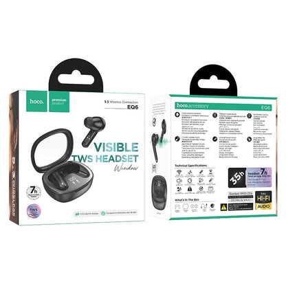 Kit mains libres Bluetooth HOCO Shadow EQ6, TWS, noir 