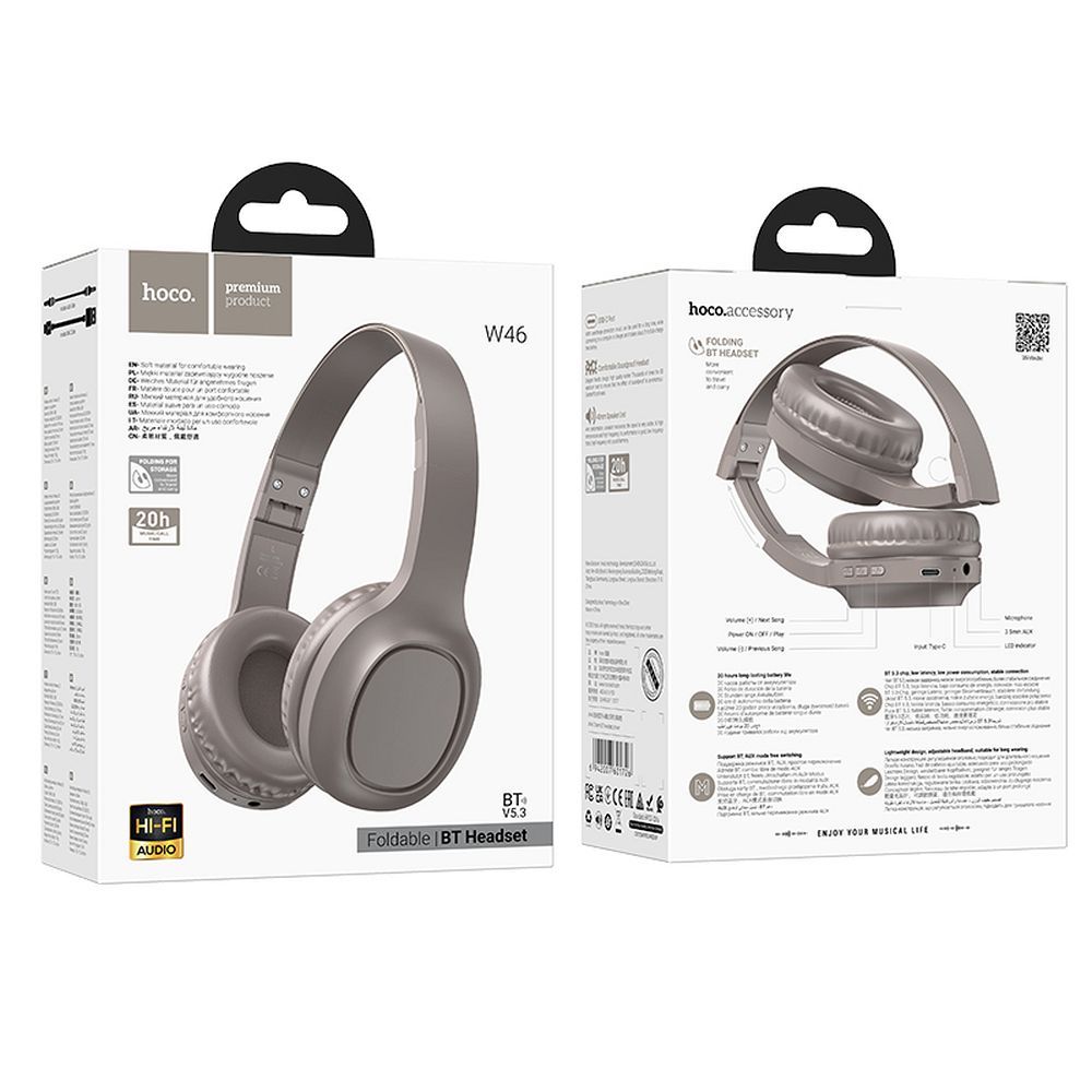 Kit mains libres Bluetooth HOCO W46, A2DP, Marron