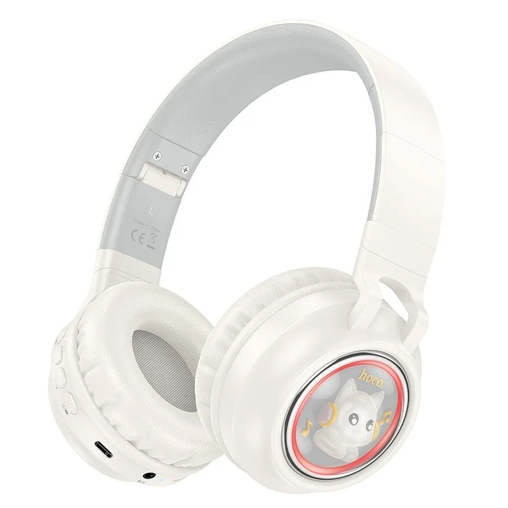 Kit mains libres Bluetooth HOCO W50 Kids Cute Cat, A2DP, Blanc