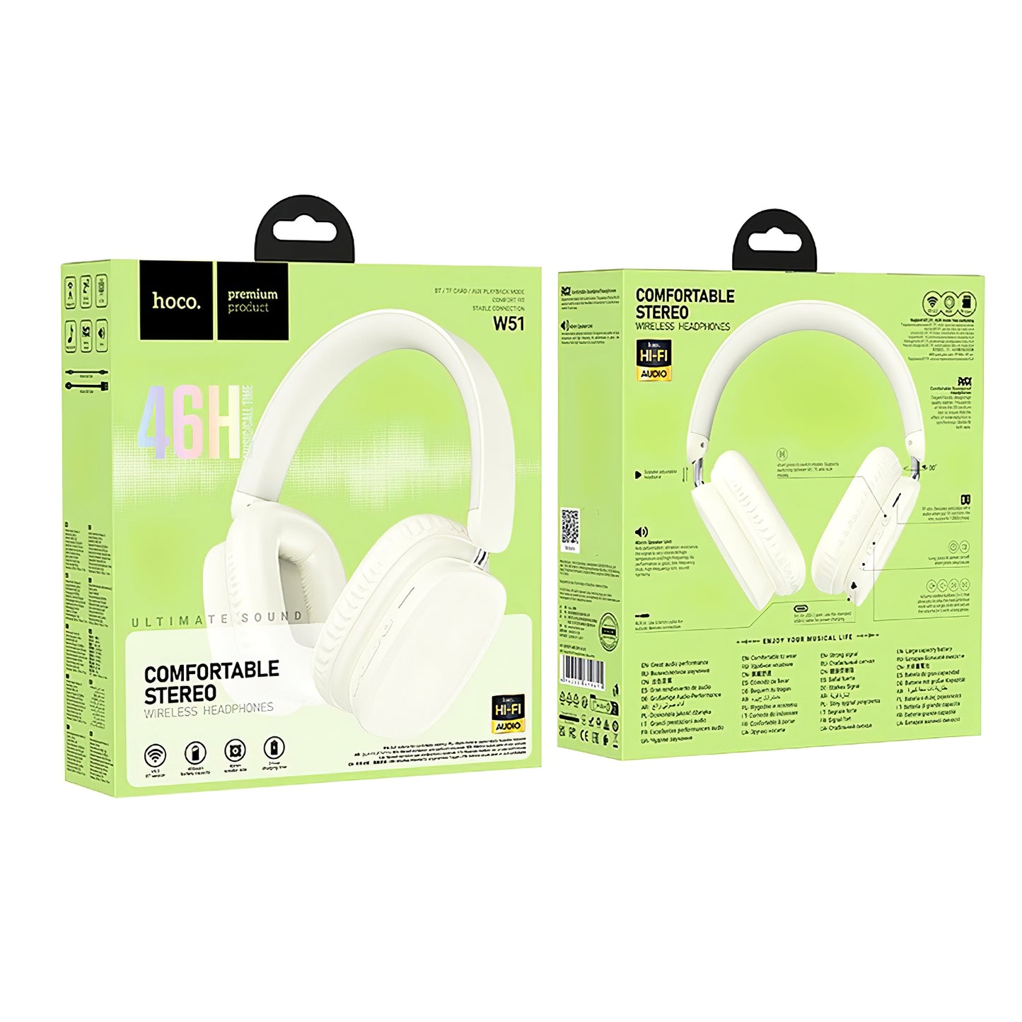 Kit mains libres Bluetooth HOCO W51 Delightful, A2DP, blanc 