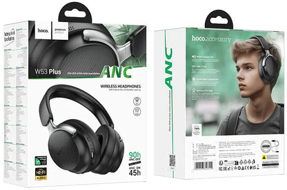 Kit mains libres Bluetooth HOCO W53 Plus, A2DP, ANC, Noir
