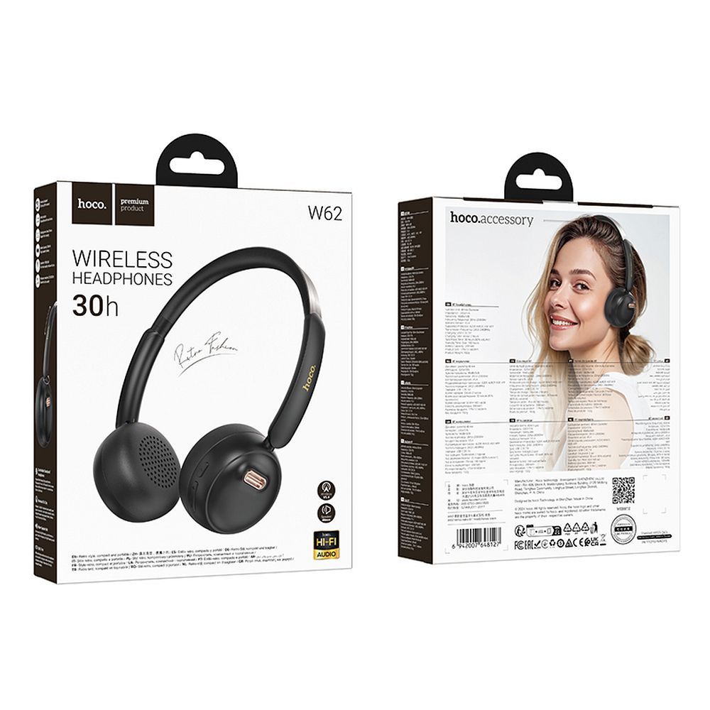 Écouteurs Bluetooth HOCO W62, Noir
