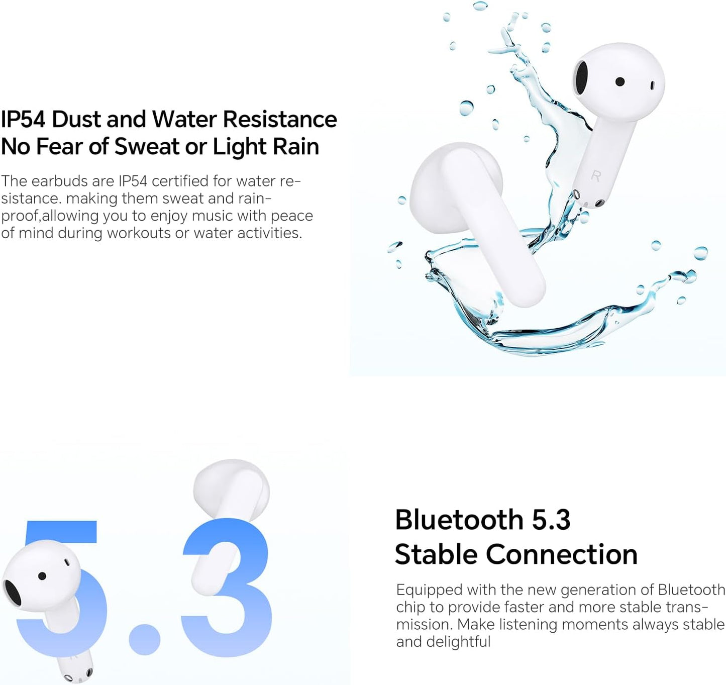 Kit mains libres Bluetooth Honor Choice X7e, TWS, ANC, Blanc 5504ABHF