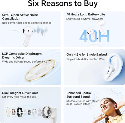 Kit mains libres Bluetooth Honor Choice X7e, TWS, ANC, Blanc 5504ABHF